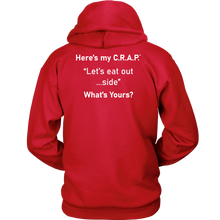 Load image into Gallery viewer, C.R.A.P. Hoodie &quot;Let&#39;s eat out...side&quot;
